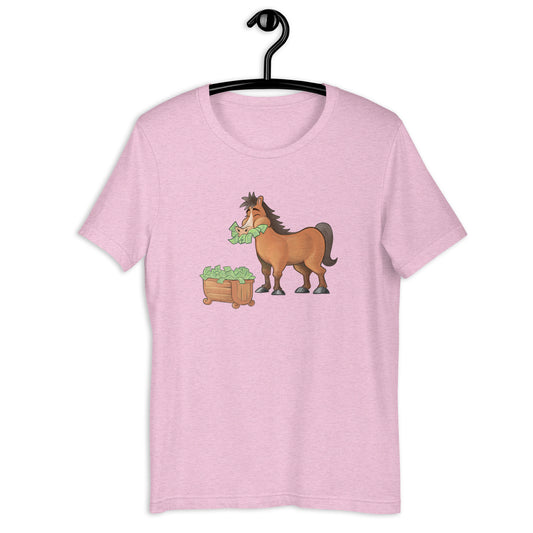 Money Eating Horse Adult Unisex Short Sleeve T-shirt