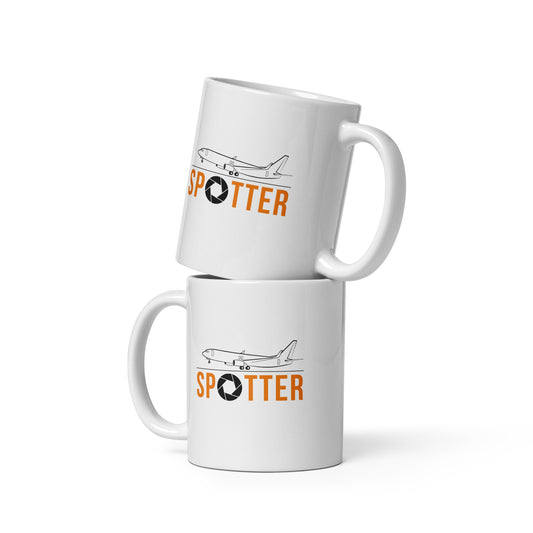 Airplane Spotter White Glossy Mug