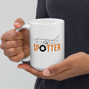 Airplane Spotter White Glossy Mug