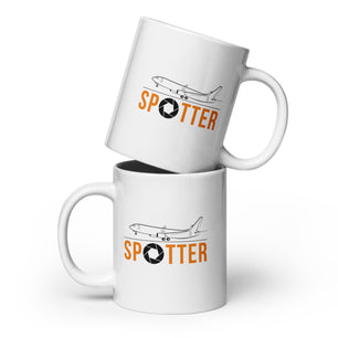 Airplane Spotter White Glossy Mug